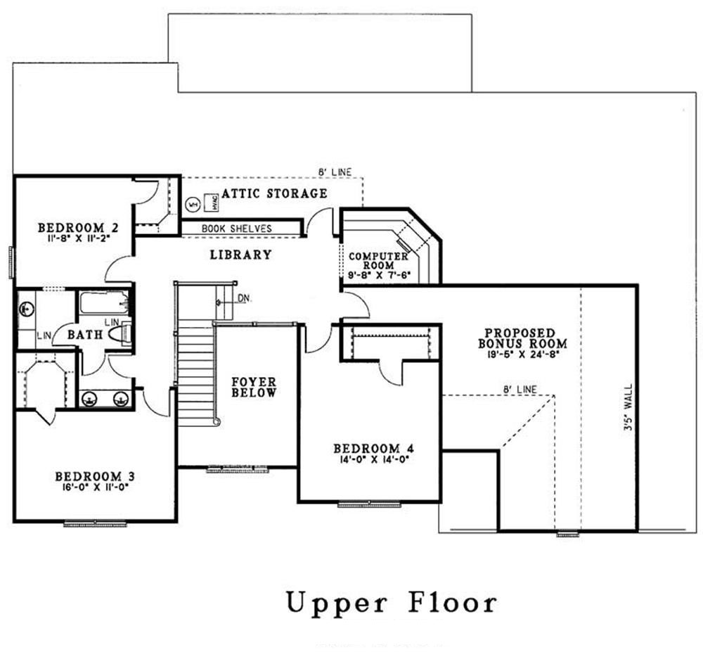 Floor Plan Second Story of Country Plan #153-1416